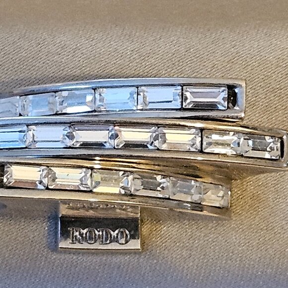 RARE NWT COUTURE RODO ITALY BEIGE SWAROVSKI CRYSTAL EVENING SHOULDER BAG CLUTCH - Picture 13 of 15